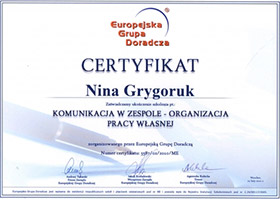 Nina Grygoruk – dyplom