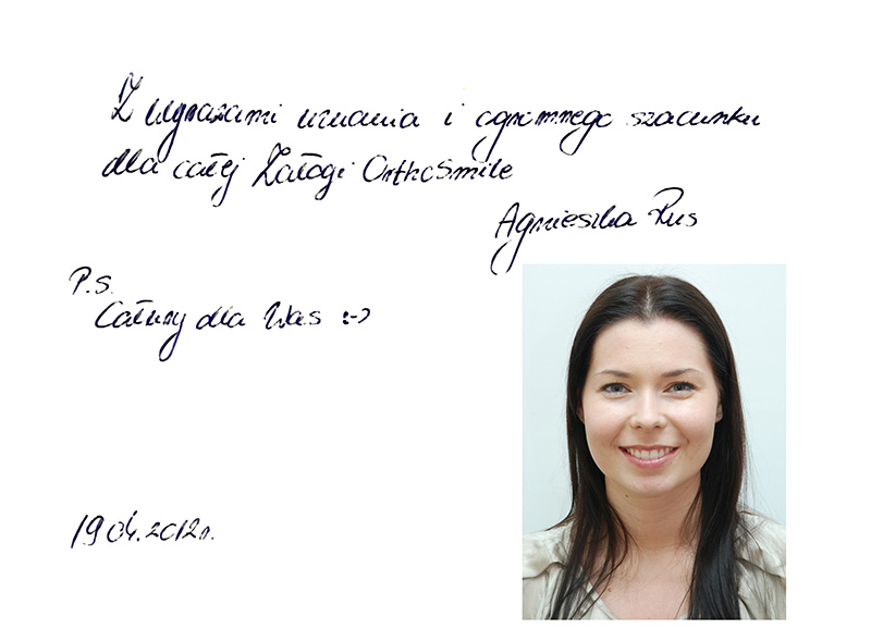 Book of Patients - testimonials and compliments from our patients. Orthosmile – orthodontic practice in Wrocław, Poland